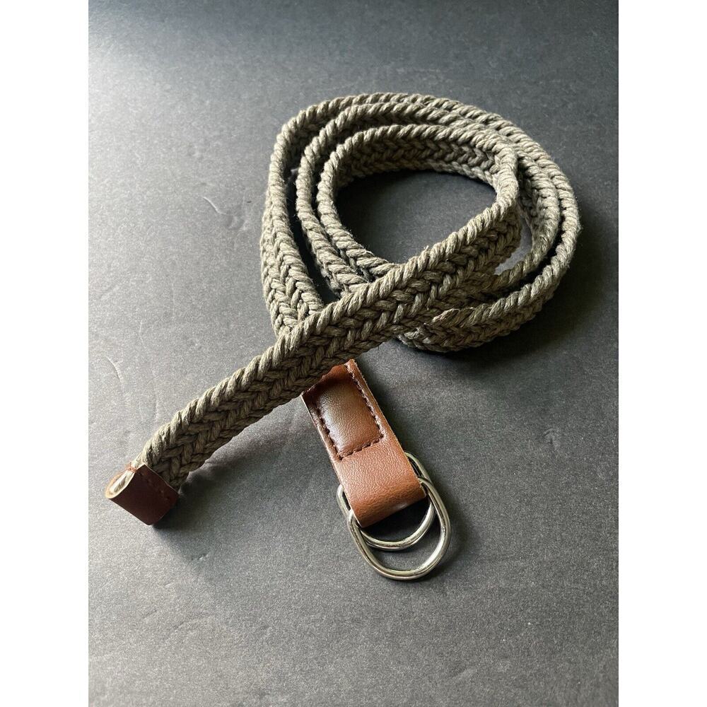 Womens Woven Belt Size 10 Green Brown Khaki Casual Resortwear Adjustable Office